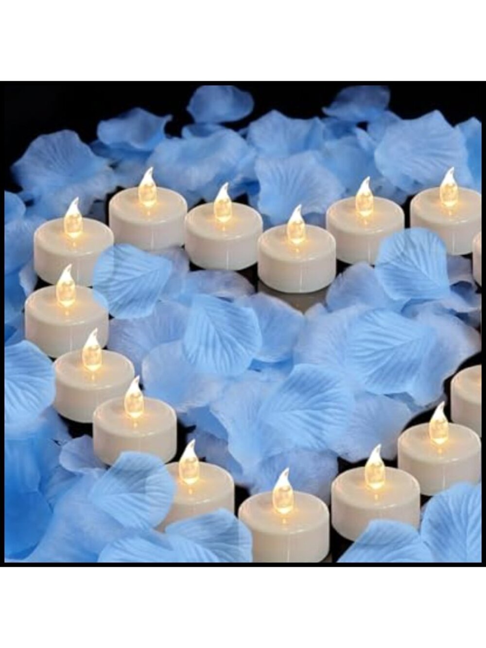 Artificial Rose Petals & LED Tea Lights Set Wedding Anniversary Decor